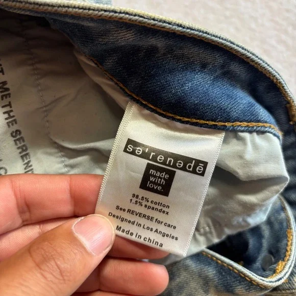 Serenade Men's Cargo Jeans‎ Size 38 Light Wash Distressed Denim Pants